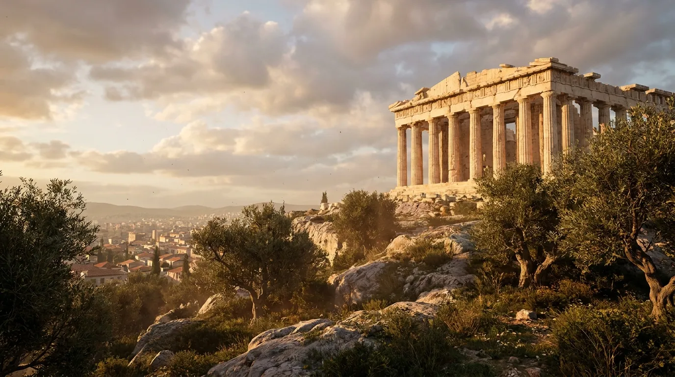 Acrópole de Atenas ao pôr do sol